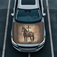 thumbnail image 2 of FORUDESIGNS Horse Cross Print Car Hood Cover, Stretchable Breathable Automotive Hood Covers Protective Elastic Fabrics Car Hood Decoration and Protection Fit Truck Sedan SUV, 2 of 8