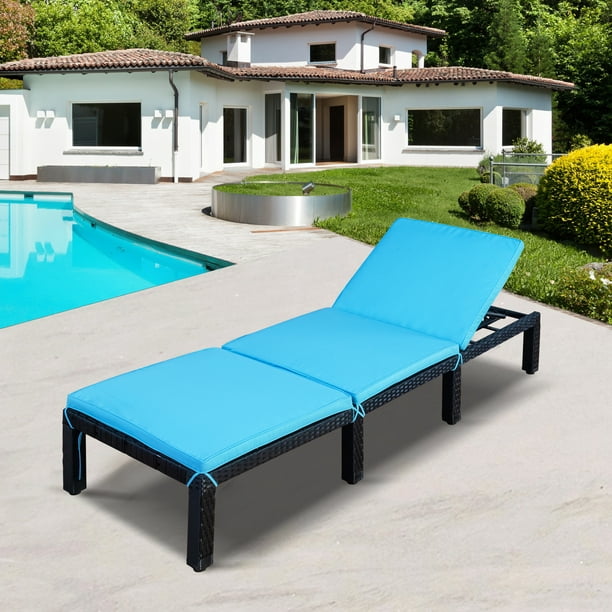 Clearance! Chaise Lounge Outdoor Patio Furniture, All-Weather Black