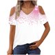 thumbnail image 3 of Algodón Fuera Del Hombro Tops para las Mujeres Blusas de Impresión de Manga Corta Cuello en V Top de Moda, Blusa de Verano Casual, 3 of 7