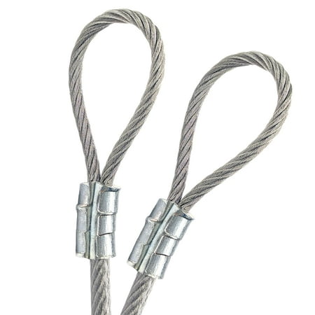 

Galvanized Steel 1/4 Vinyl Coated Wire Rope 7x19 Strand 3/16 Double Loops Zinc Plated Sleeves One Turnbuckle Made to Order String Light Wire Safety Braided Cable (4 feet Clear)