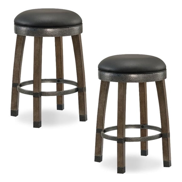 Leick Furniture Favorite Finds 26" Wood Counter Stool in Graystone (Set of 2)