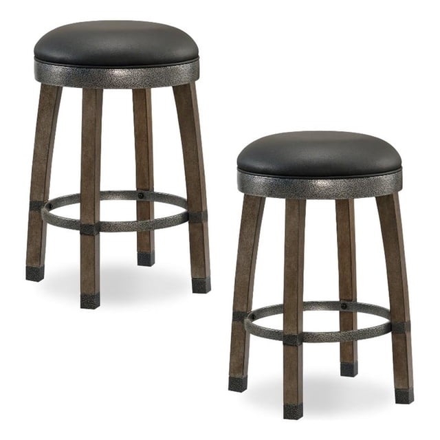 Leick Furniture Favorite Finds 26" Wood Counter Stool in Graystone (Set of 2)