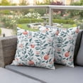 thumbnail image 4 of Red Pomegranate Pillow Covers 2 Pack Green Leaf Vintage Country Style Spring Pillowcase Waterproof Outdoor Throw Pillow Cover for Patio Garden Square Cushion 16”x16”, 4 of 9
