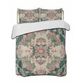 thumbnail image 2 of Pink Green Boho Twin XL Size Down Alternative Comforter,Lightweight Comforter Quilt Bedding Set with Pillow Shams Abstract Medieval Vintage Ethnic Floral Bed Comforter Duvet Insert 68"x98", 2 of 7