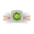 thumbnail image 2 of Clara Pucci 18K Rose/White Gold 1.495 Natural Peridot Engraveable Engagement Ring + Wedding Band Set, 2 of 7