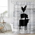 thumbnail image 6 of Polyester Fabric Farmhouse Wooden Grain Shower Curtain, Vintage Country Cow Pig Chicken Grey Waterproof Bathtub Curtain Bathroom Decor Set with Hooks 36 x 78 Inches, 6 of 6