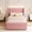 Pink, variant on Seetech Full Size Platform Bed Frame with LED Lights, Velvet Upholstered Bed with Side Pocket, No Box Spring Needed, White
