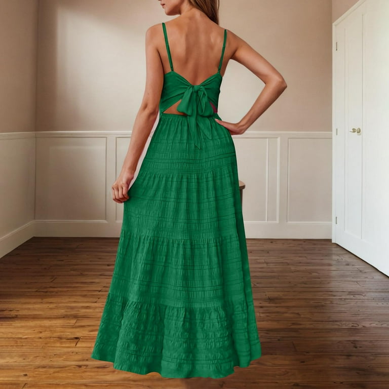 Aloohaidyvio Dresses for Women Women Summer Sleeveless Smocked Empire Waist  Tank Dress Summer Beach Tiered Long Dresses Sundress - Walmart.com