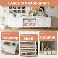 thumbnail image 3 of White TV Stand for 65 Inch TV, Embossed Geometric TV Console with Gold Legs, Modern Entertainment Center w/Storage Cabinets & Adjustable Shelves, Media Console for Living Room, Bedroom - 58" W, 3 of 7