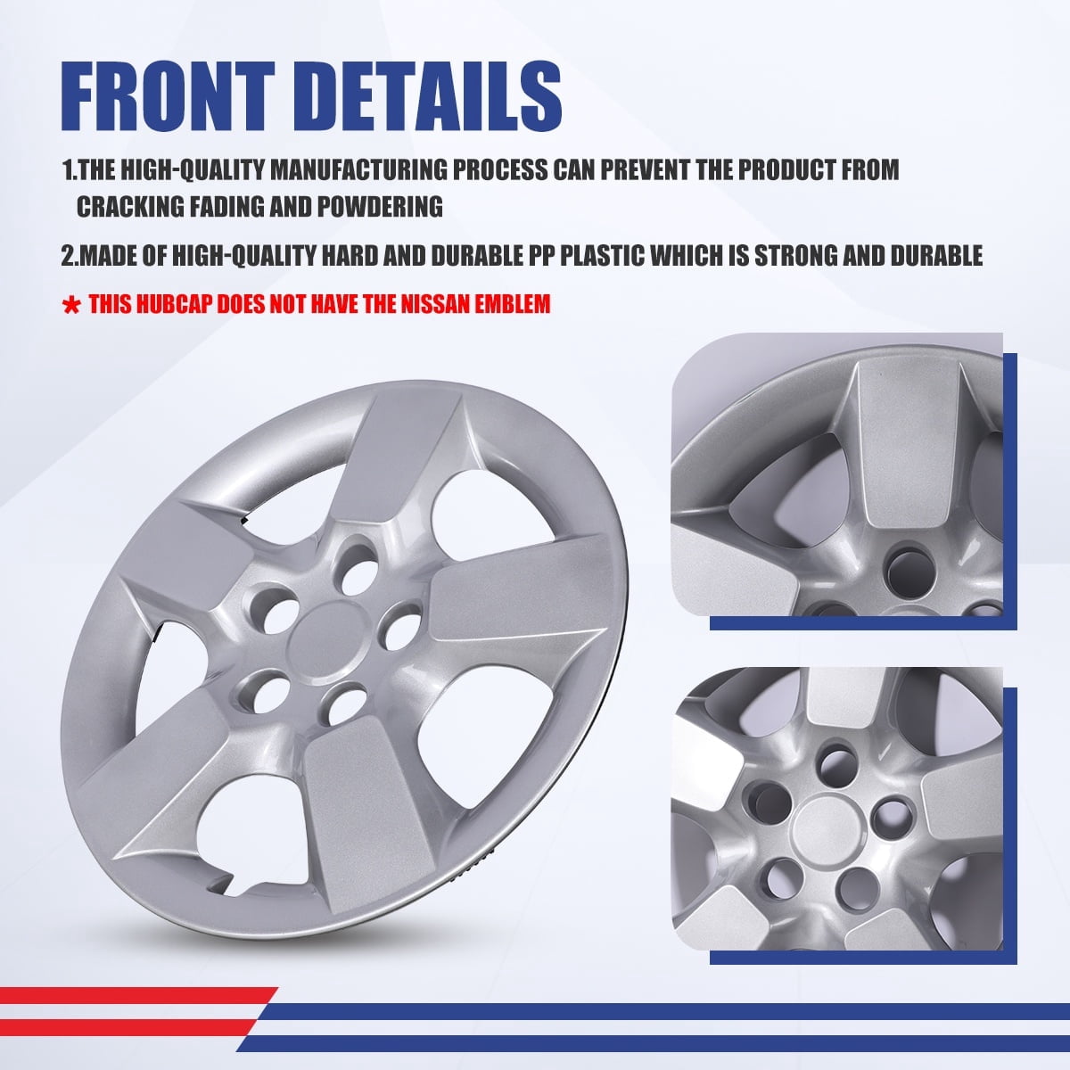 4 Pack 16" Hubcaps Wheel Rims Cover for 2008-2015 Nissan Rogue/Rogue Select Compatible with Steel Wheels Snap on Installation PP,Lacquer