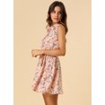 thumbnail image 3 of Día de San Patricio Vestido Sin Mangas Con Cinturón Estampado Por Encima De La Rodilla Con Media Tapeta Para Mujer Floral rosa claro, azul S, 3 of 6
