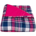 thumbnail image 2 of Sapphire Home 3pc Twin Size Kids Girls Teens Comforter Set w/Sham & Decorative Toy Pillow, Plaid Checks Stripe Hot Pink Girls Kids Comforter Bedding Set, Twin 3pc Checks Pink, 2 of 5