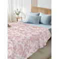 thumbnail image 4 of Farmhouse Pink Full Size Flat Sheet, Wrinkleproof & Fadeproof Cooling Flat Bed Sheet Only, Vintage Flower Leaf Botanical Plant Breathable Soft Bedding Top Sheets 81 x 96 Inches, 4 of 8