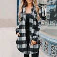 thumbnail image 2 of BLOCLOALO Long Sleeve Cardigan for Women Button Up Sweaters Women's New Long Sleeve Plaid Print Button Open Front Long Cardigan Outerwear Collared Shirts Dress Cardigan Dress Cover Up Cardigan Black L, 2 of 9