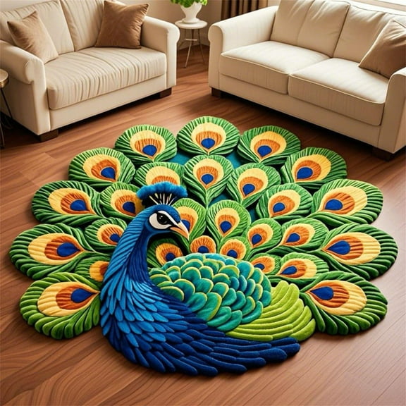 3D Colorful Door Mat Non-Slip Absorbent - Large Feather Design Floor Rug,Indoor Outdoor Decor,60X60Cm,Crystal Velvet