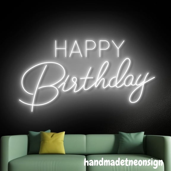 Handmadetneonsign Happy Birthday Neon Wall Sign, Birthday Party Wall Art Decor, Home Bedroom Wall Decor 58404