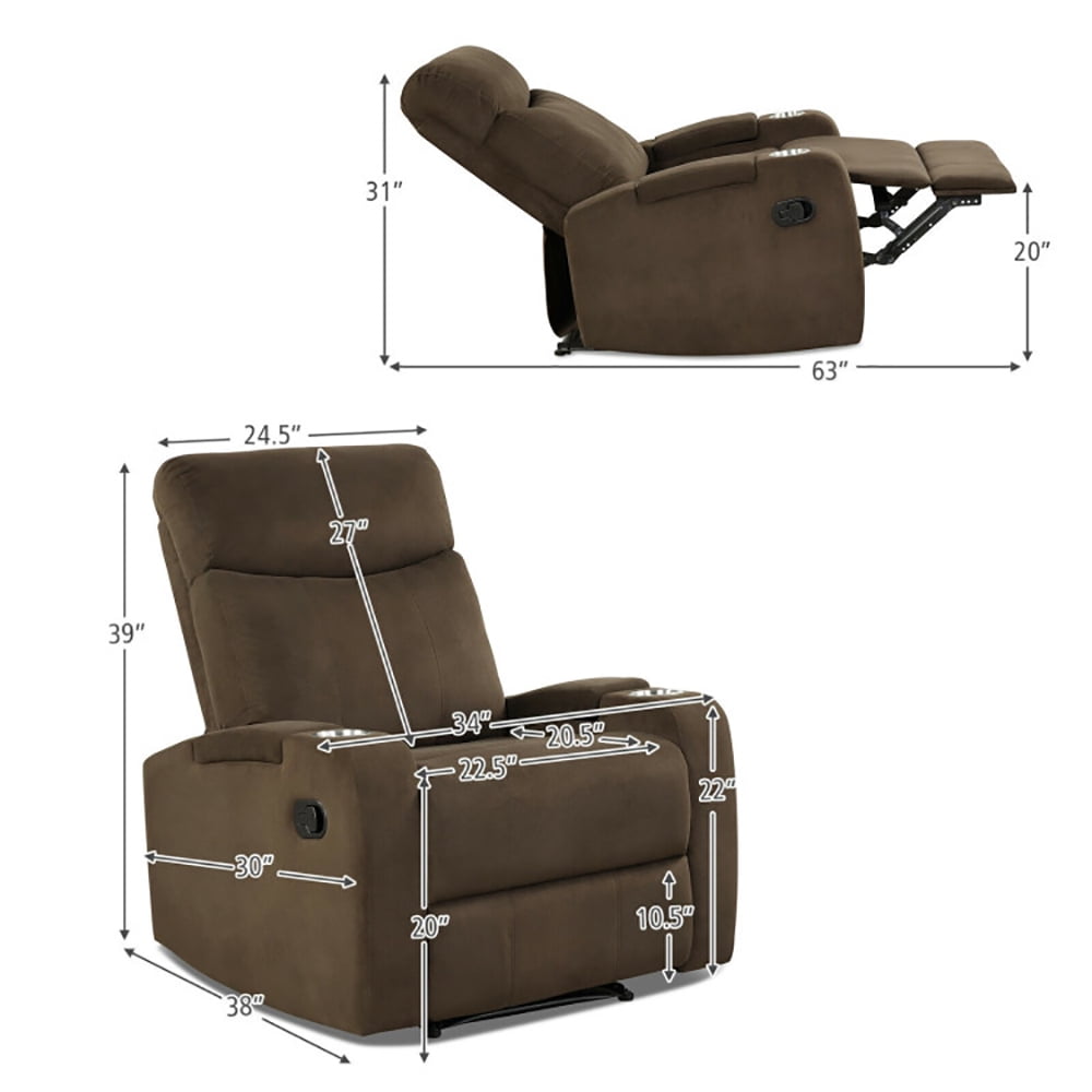 Finihen Recliner Chair, Single Sofa Lounger with Arm Storage and Cup Holder, for Living Room, Bedroom, Coffee Finihen Recliner Chair, Single Sofa Lounger with Arm Storage and Cup Holder, for Living Room, Bedroom, Coffee