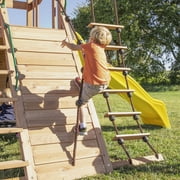 Backyard Discovery Endeavor Cedar Wood Swing Set, Slide, Play Deck, Rock Wall, Rope Ladder