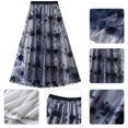 thumbnail image 4 of IBTOM CASTLE Women's Floral Embroidered Tulle Skirt Elastic High Waist Mesh Tutu A-Line Midi Long Skirts One Size Navy Blue, 4 of 7