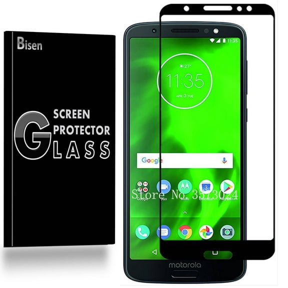 Motorola Moto G6 Plus [BISEN] Tempered Glass [Full Coverage] Screen Protector, Edge-To-Edge Protect, Anti-Scratch, Anti-Shock, Shatterproof, Bubble Free