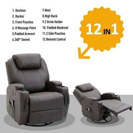 Faux Leather Vibrating Chair with Heat Function and Remote | Walmart Canada