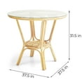 thumbnail image 3 of 3-Pc Rattan Wicker Dining Set Round Table Glass Top and 2 Denver Side Chairs with Cream Cushions, Natural Color, 3 of 9