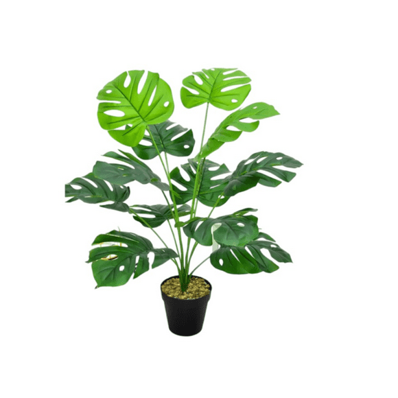 Monstera 12hoja Planta Artificial Decoración Con Maceta 60cm
