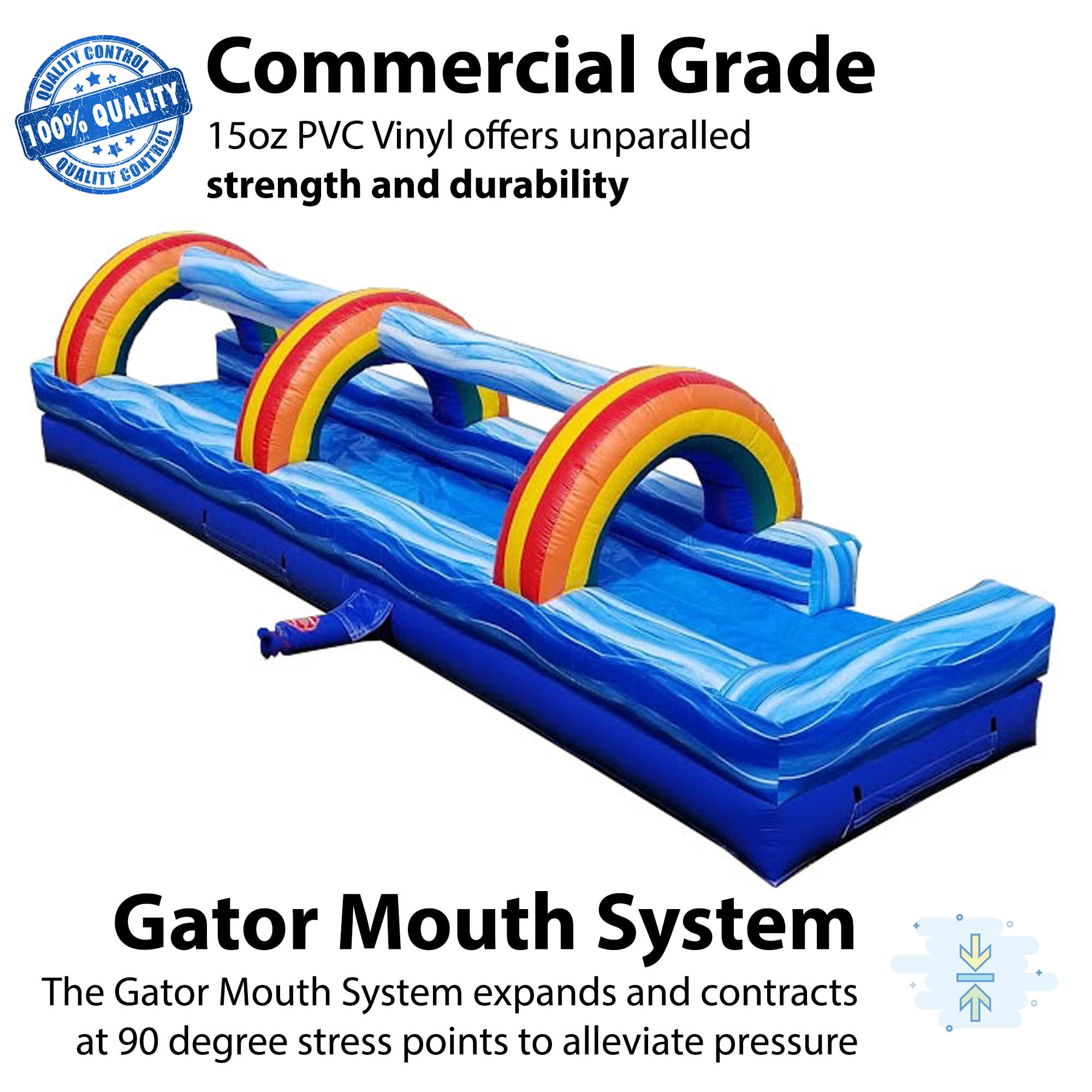 TentandTable Commercial Inflatable Splash and Ride Waterslide, Blue Marble with Blower, 30'