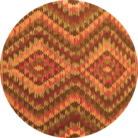 Ahgly Company Indoor Round Southwestern Orange Country Area Rugs, 6' Round
