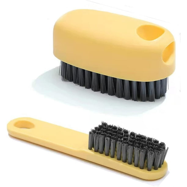 Household Small Scrub Brushes Soft Bristle Brush Laundry Cleaning Board Brush Hanging Laundry Brush Cleaning Supplies Shoe Brush 2 Pack Yellow