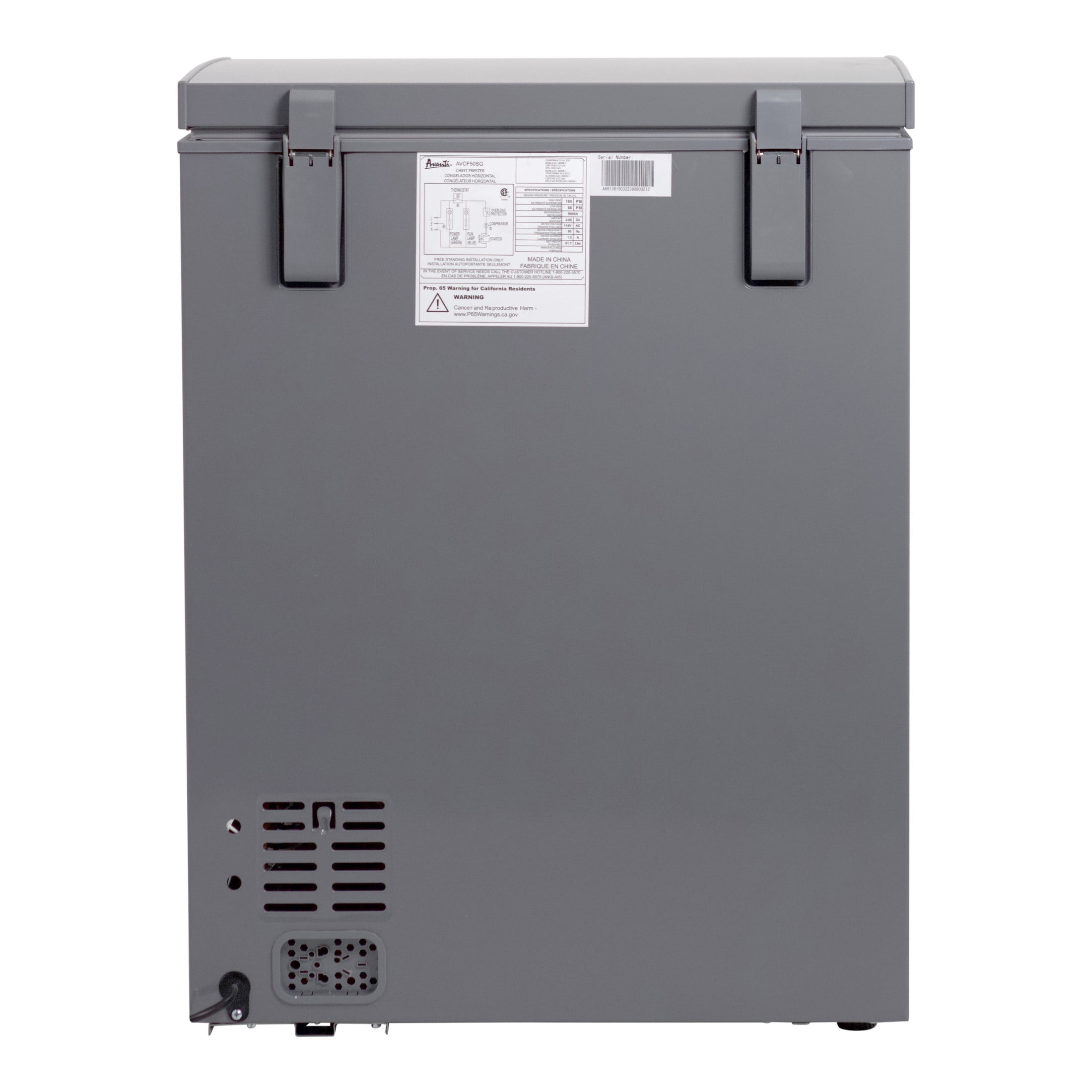 Avanti Garage Ready Chest Freezer, 5.0 cu. ft. Capacity, in Smoke Grey (​AVCF50SG)
