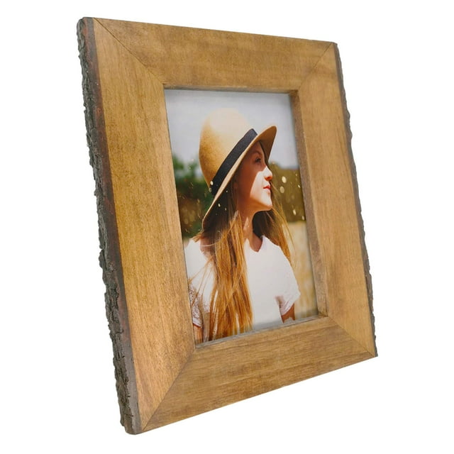 Ikeree 4X6 Rustic Picture Frames With Natural Bark Edges Brown Wood Photo Frame For Tabletop Or Wall Mounting Display
