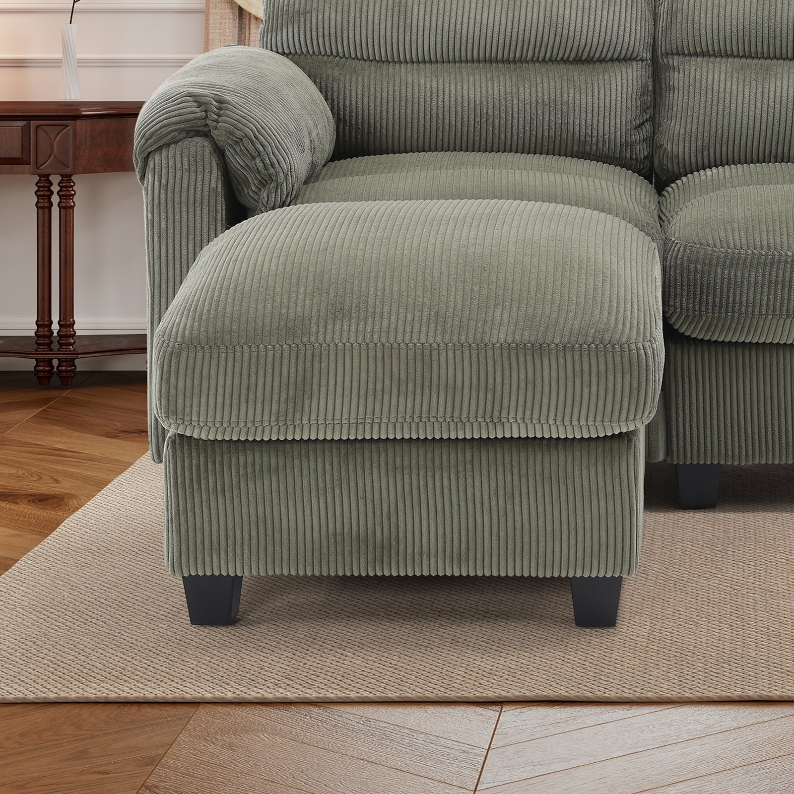 Bonzy Home Ottoman Modular Sectional Sofa Elegant Footrest Trendy Addition to Any Room, Comfort Meets Style for Living Room Bedroom Green