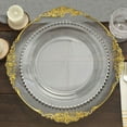 thumbnail image 4 of Efavormart 10 Pack | 10" Clear / Silver Beaded Rim Plastic Dinner Plates, Disposable Round Party Plates, 4 of 5
