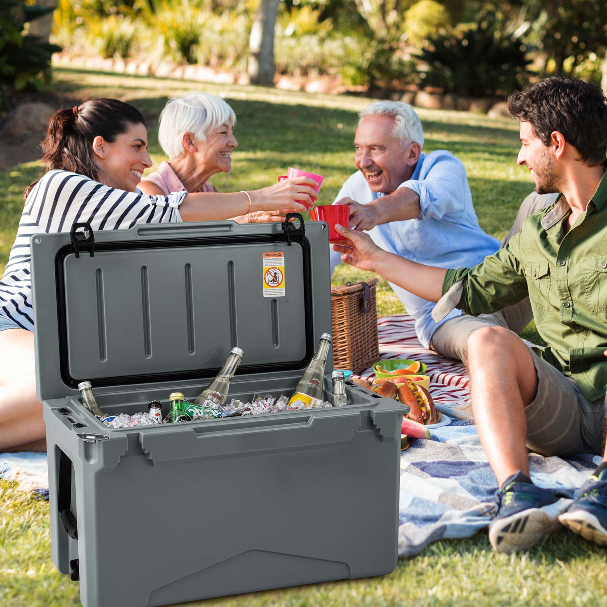 Costway 50 QT Hielera Rotomoldeada Portátil con Retención de Hielo por 5-7 Días, Carbón 2