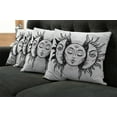 thumbnail image 5 of Ambesonne Moon Throw Pillow Cover 4 Pack, Monochrome Sun and Moon, 24", Black White, 5 of 5