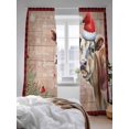 thumbnail image 3 of Christmas Sheer Curtains 96 Inch Long 2 Panels, Cow Farmhouse Snowflake Berry Wood Grain Light Filtering Rod Pocket Semi Sheer Curtains, Sheer Voile Drapes for Living Room Bedroom, 52"x96", 3 of 5