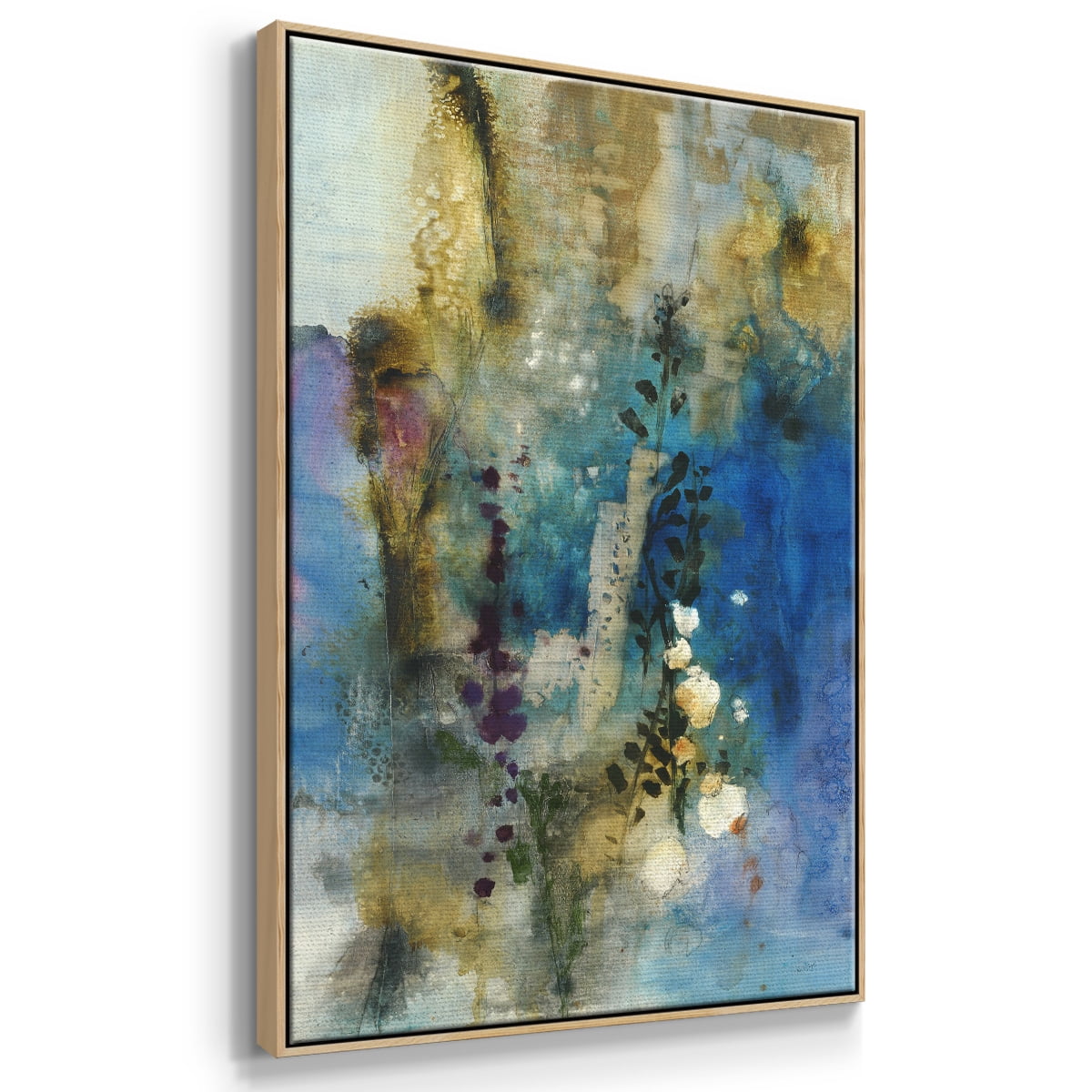 Immerge I Framed Premium Gallery Wrapped Canvas - Ready to Hang - 25 x 37 - Natural Wood Floating Frame
