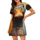 thumbnail image 1 of Easygdp Colorful Painted Duck Camisón de manga corta para mujer, informal, estampado, 1 of 6