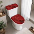 thumbnail image 2 of Red Marble Texture Toilet Lid Cover and Tank Cover Set, Red Marble Texture 2pc Stretch Toilet Lid Seat Covers for Bathroom Washable Protector with Elastic Edge for Standard & Elongated Toilets, 2 of 9
