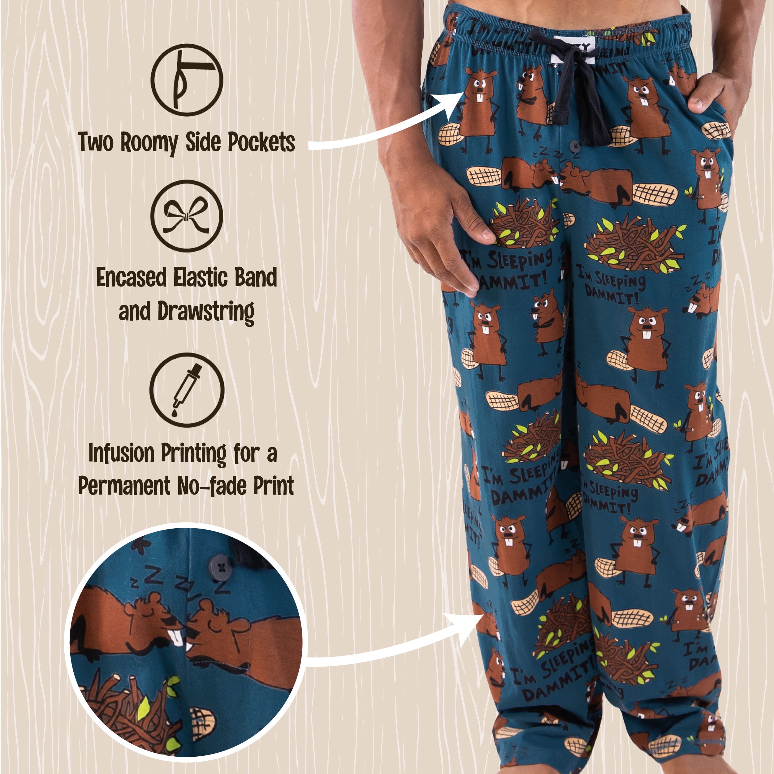 Pantaloni Da Pigiama Lazy One Animal Da Uomo, Pantaloni Separati Da Uomo Pantaloni Da Salotto Non Alci Piccoli~p113202311