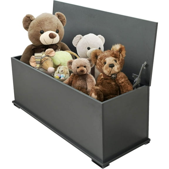 Lestar 40" Storage Chest Trunk, Large Storage Trunk, Wood Chest, Toy Box Organizer (Black)