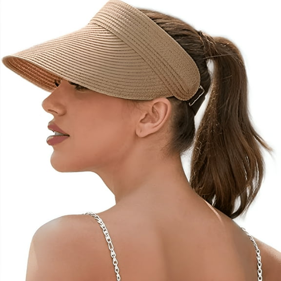 TELOLY Straw Hats for Women, Visor Hats for Women Beach Hats for Women Sun Hat Womens Straw Hat Made of Natural Raffia