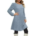 thumbnail image 4 of SHINE UP Dresses for Women Fall Crewneck Long Sleeve Knee Length Dress with Pockets, 4 of 9