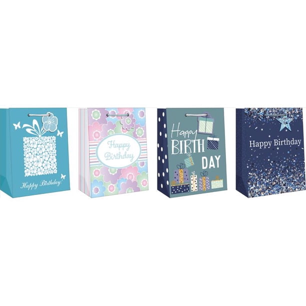 Bolsa de regalo con imágenes de papel variadas para cumpleaños de adultos, tamaño mediano (paquete d