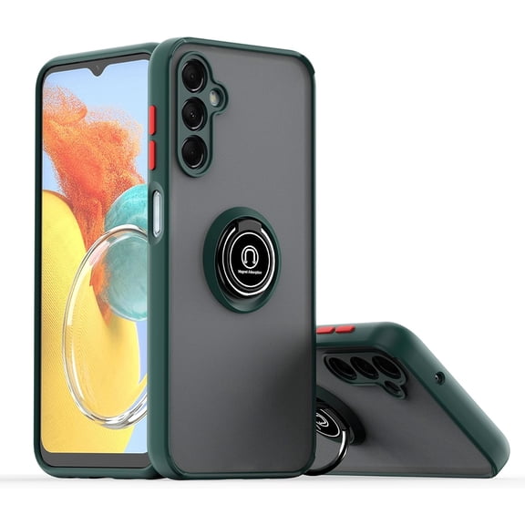 Case for Galaxy F55 5G,Slim Military Grade Car Holder Shockproof Anti-Drop Built-in Ring Holder Magnetic Kickstand Protection Phone Case for Samsung Galaxy F55 5G (Dark Green)