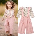 thumbnail image 2 of Nituyy 2PCS Floral Toddler Girl Autumn Outfit Clothes T-shirt Tops+Long Pants, 2 of 6