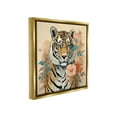 thumbnail image 4 of Stupell Industries Modern Floral Tiger Animals & Insects Painting Gold Floater Framed Canvas Art Print Wall Art, 18 x 18, 4 of 10