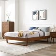 thumbnail image 2 of Platform Bed Frame, Twin Size, Wood, Brown Walnut, Modern Contemporary Urban Design, Bedroom Master Guest Suite, 2 of 7