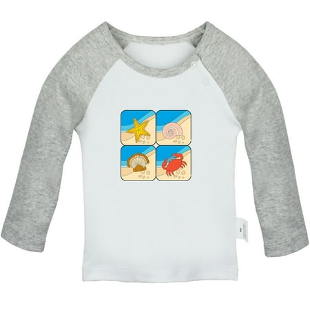 

Nature Beach Pattern T shirt For Baby Newborn Babies T-shirts Infant Tops 0-24M Kids Graphic Tees Clothing (Long Gray Raglan T-shirt 12-18 Months)